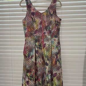 New York & Company Colorful Patterned Midi Dress